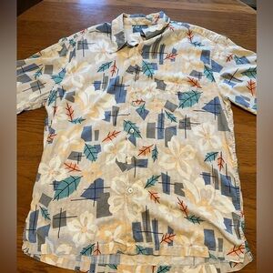 Tori Richard Hawaiian 100% Silk Short Sleeve‎ Button Down Shirt Size XL